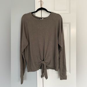 Tie Front Beige Sweater